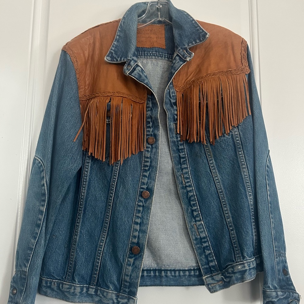 Denim Jacket with Brown Fringe